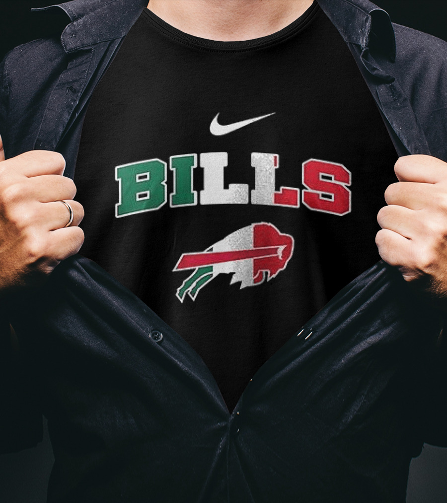 Nike Buffalo Bills Italia Green White Red Football Fan T-Shirt