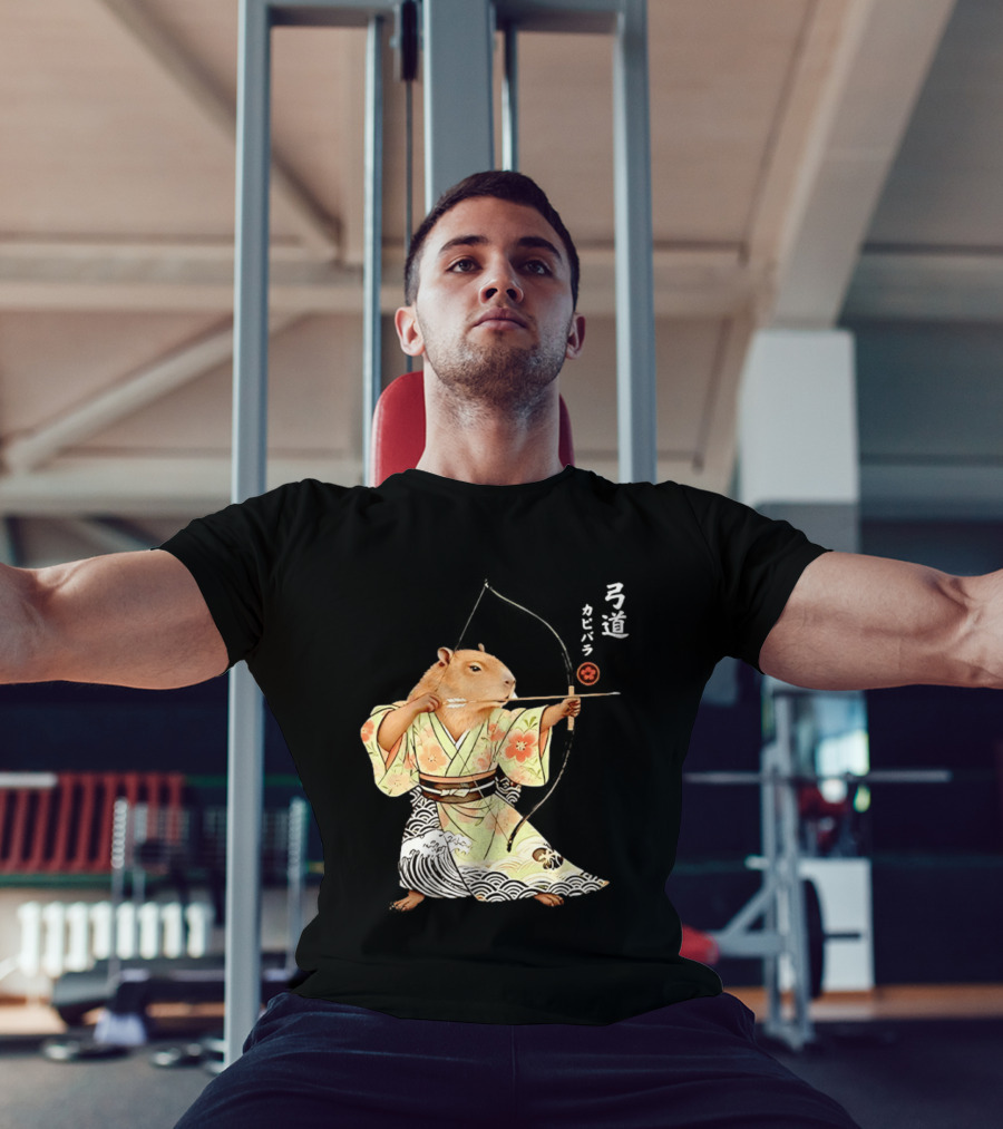 Capybara Kyudo Samurai Archery Japanese Animal T-Shirt