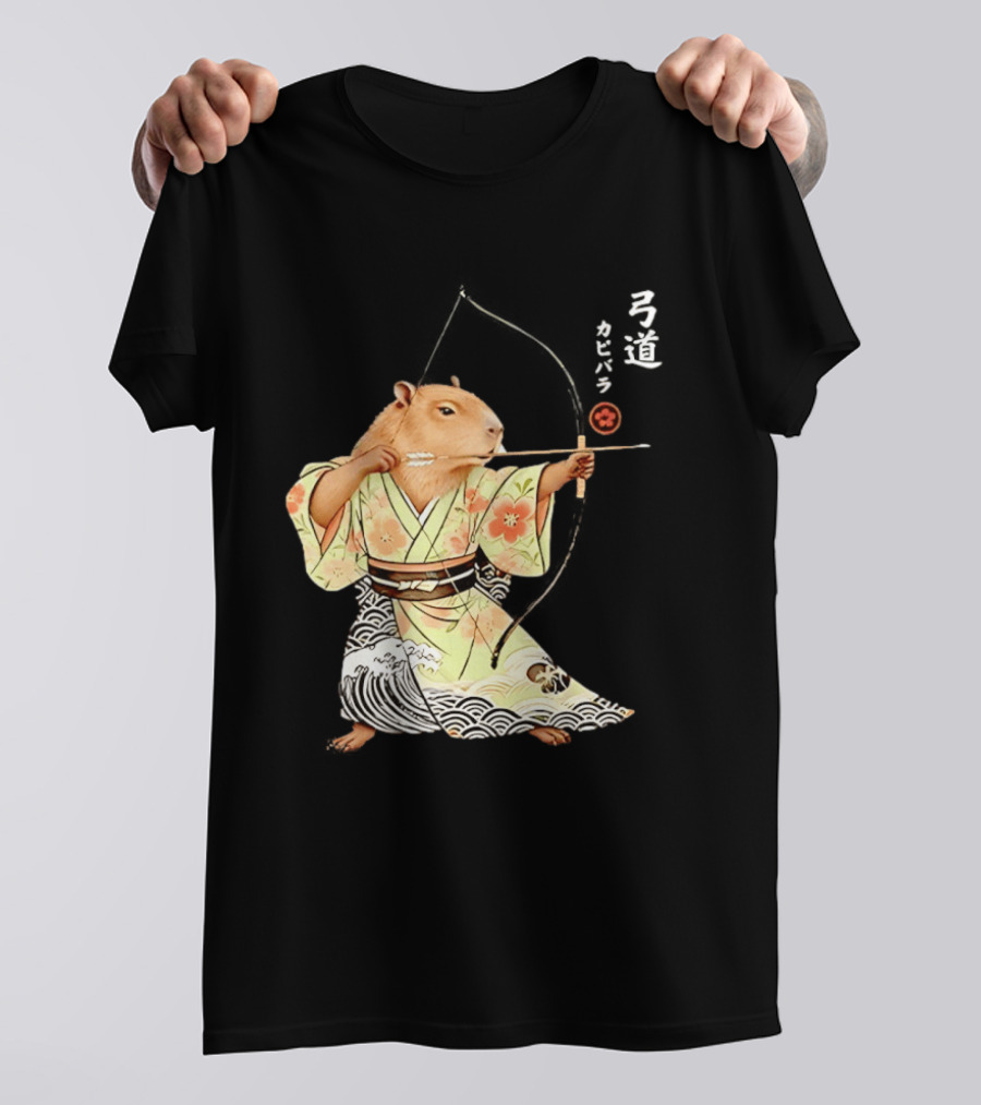 Capybara Kyudo Samurai Archery Japanese Animal T-Shirt