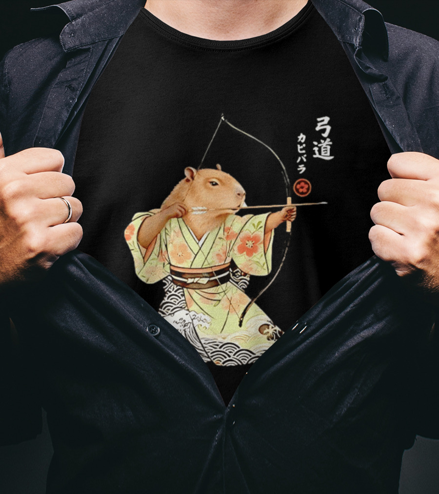 Capybara Kyudo Samurai Archery Japanese Animal T-Shirt