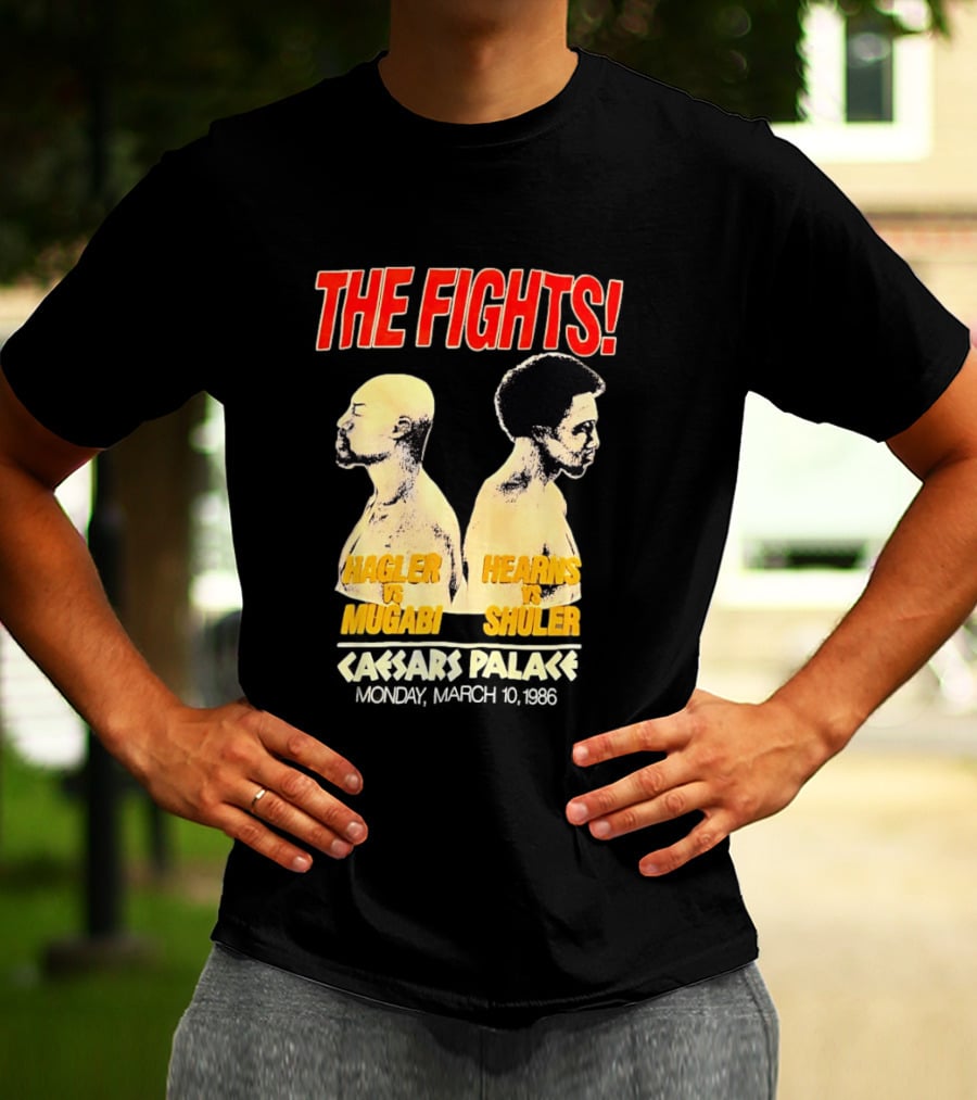 The Fights Hagler Vs Abi Hearns Vs Shuler Caesars Palace 1986 T-Shirt