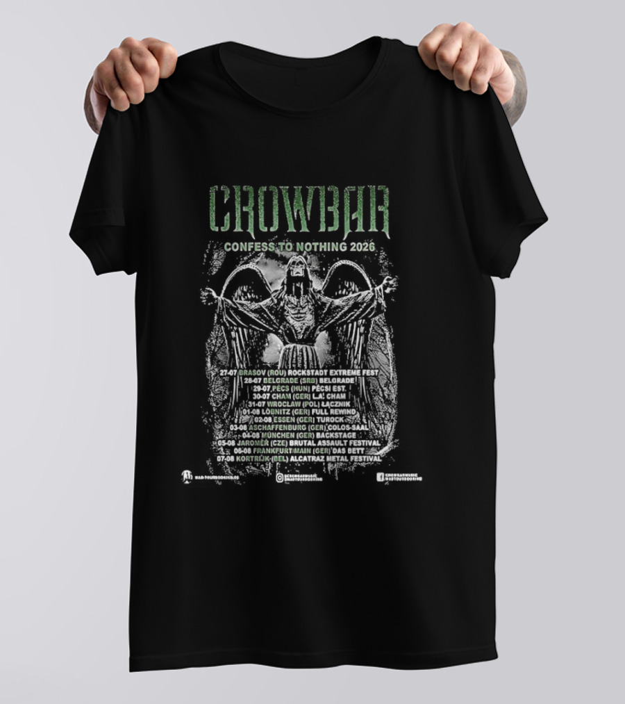 Crowbar Confess To Nothing 2026 Tour Dates Skull T-Shirt