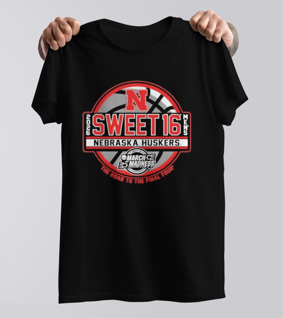 Nebraska Huskers Sweet 16 March Madness Men's Basketball Road To Final Four 2026 T-Shirt