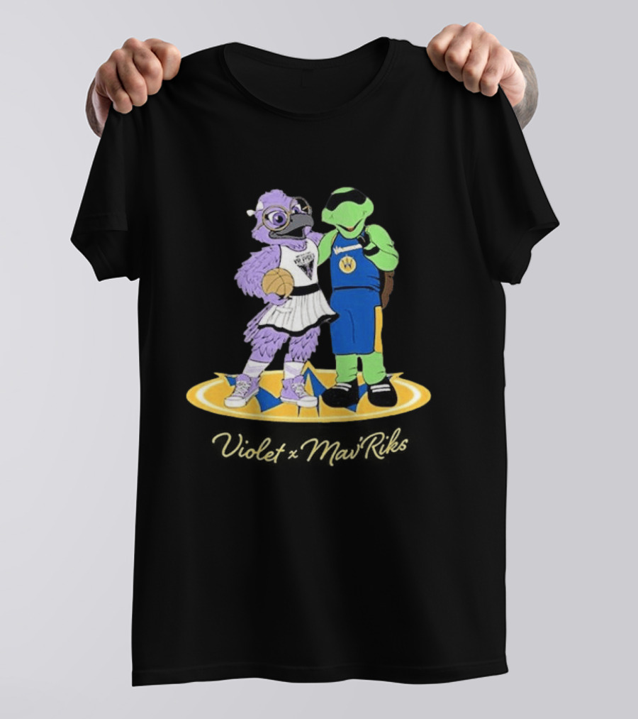 Violet Mavericks Giveaway 2026 Basketball Bird And Turtle Mascots T-Shirt