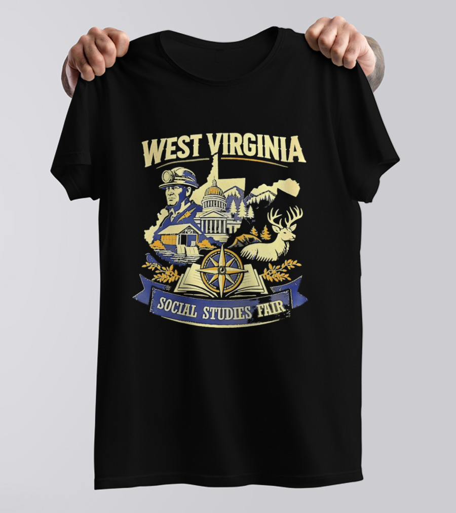 West Virginia Social Studies Fair Explorer Heritage Compass Deer Event T-Shirt