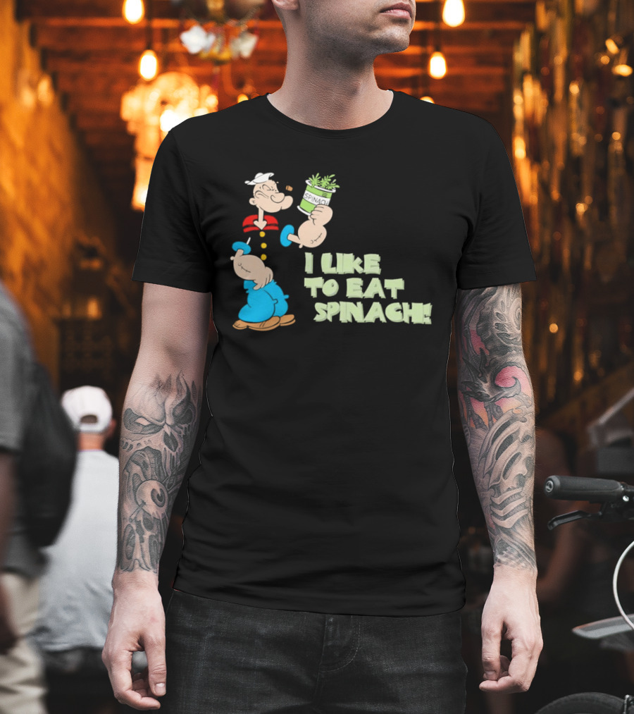 Popeye I Like To Eat Spinach Cartoon Character Eating Vegetables T-Shirt