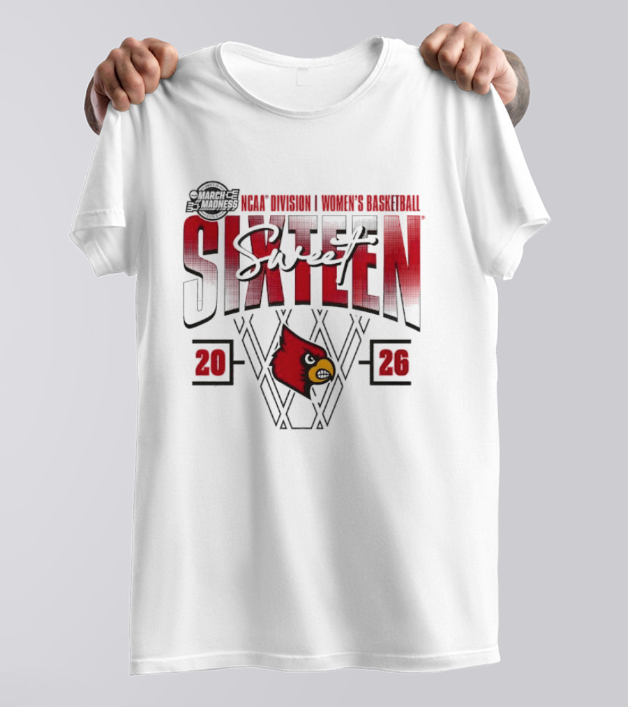 March Madness 2026 NCAA Sweet Sixteen Louisville Cardinals Women's Basketball Tournament T-Shirt