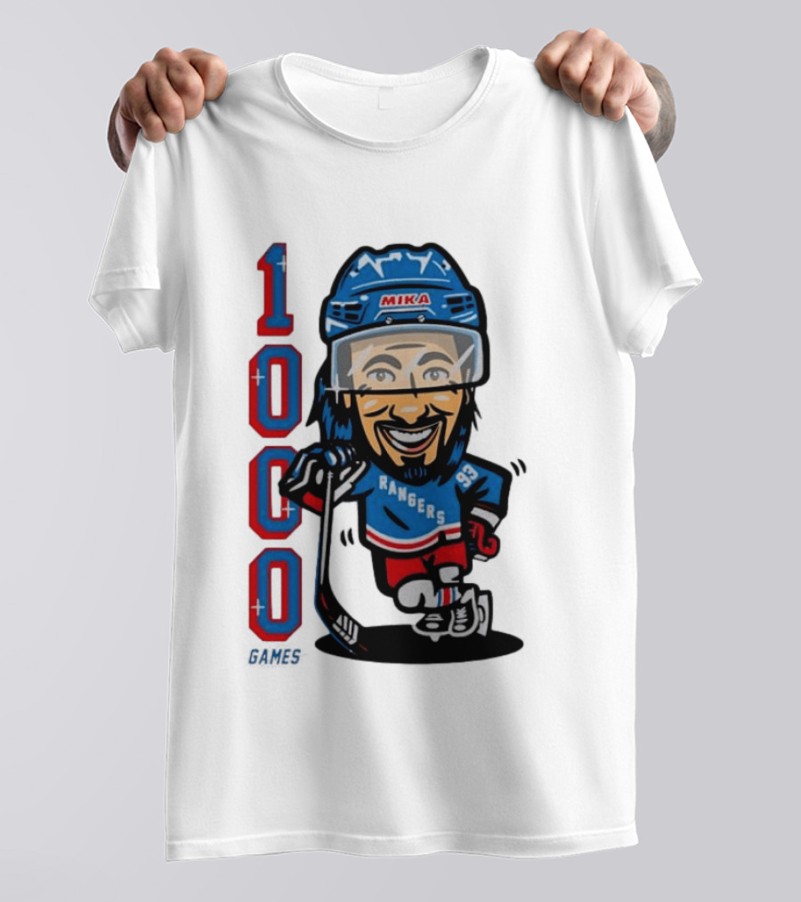 Mika Rangers 93 Hockey Player 1000 Games Celebration T-Shirt