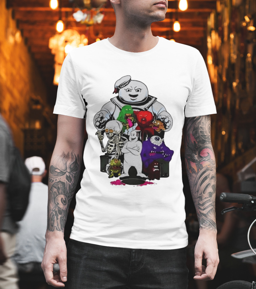 Stay Puft Marshmallow Man Ghostbusters Monster Group Characters T-Shirt