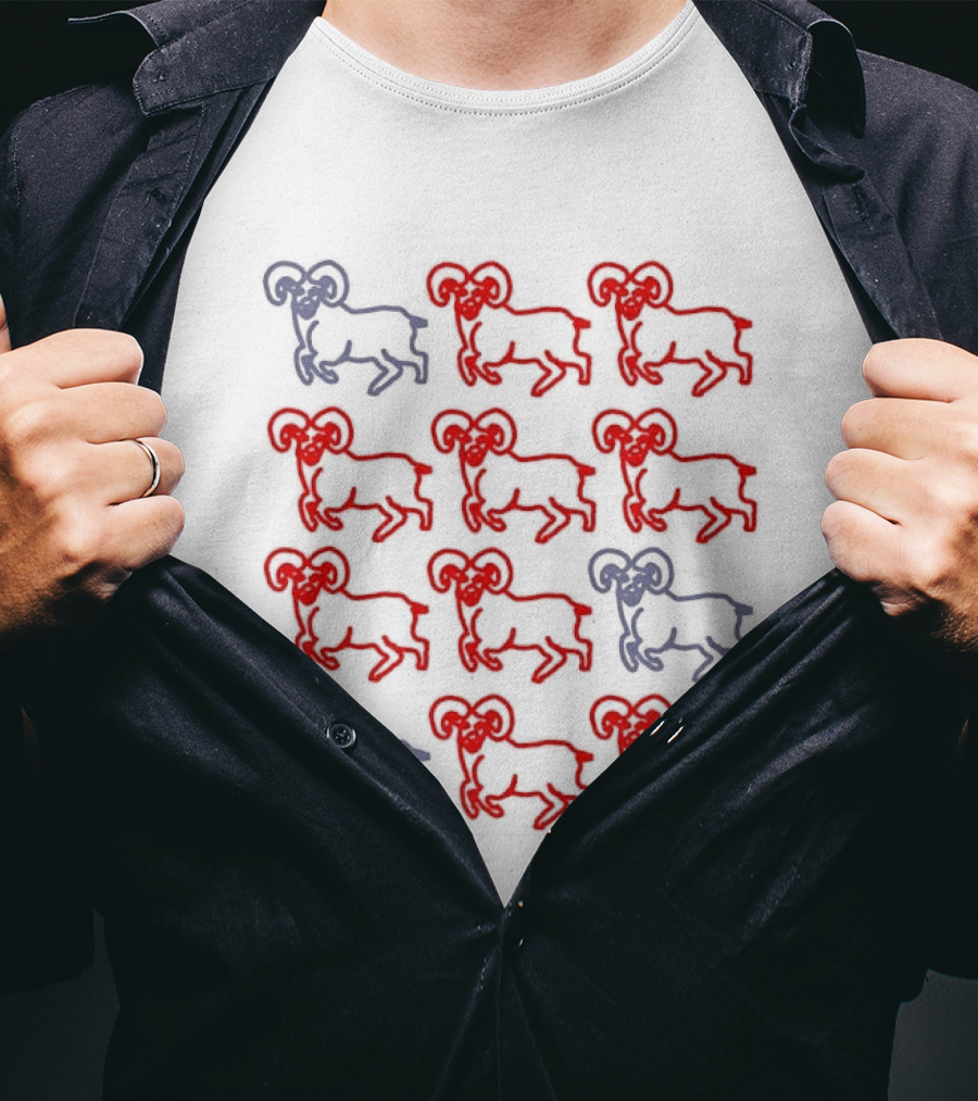 Ram Zodiac Aries Red Blue T-Shirt
