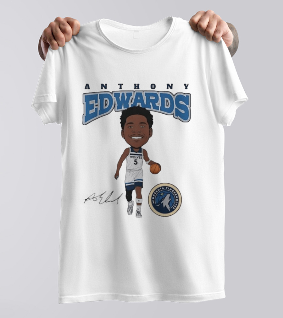 Anthony Edwards Wolves 5 Minnesota Timberwolves Basketball Player T-Shirt