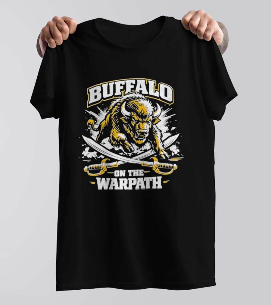 Buffalo On The Warpath Crossed Sabers Fierce Bison Charge T-Shirt