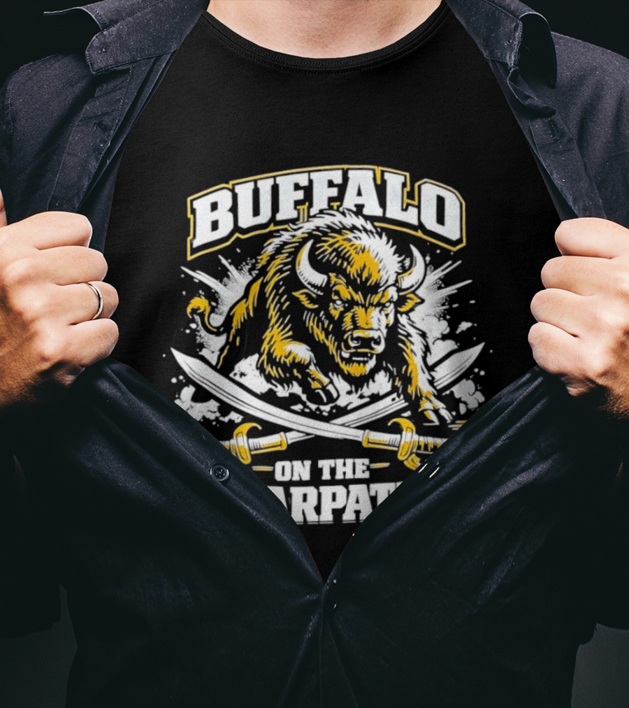 Buffalo On The Warpath Crossed Sabers Fierce Bison Charge T-Shirt
