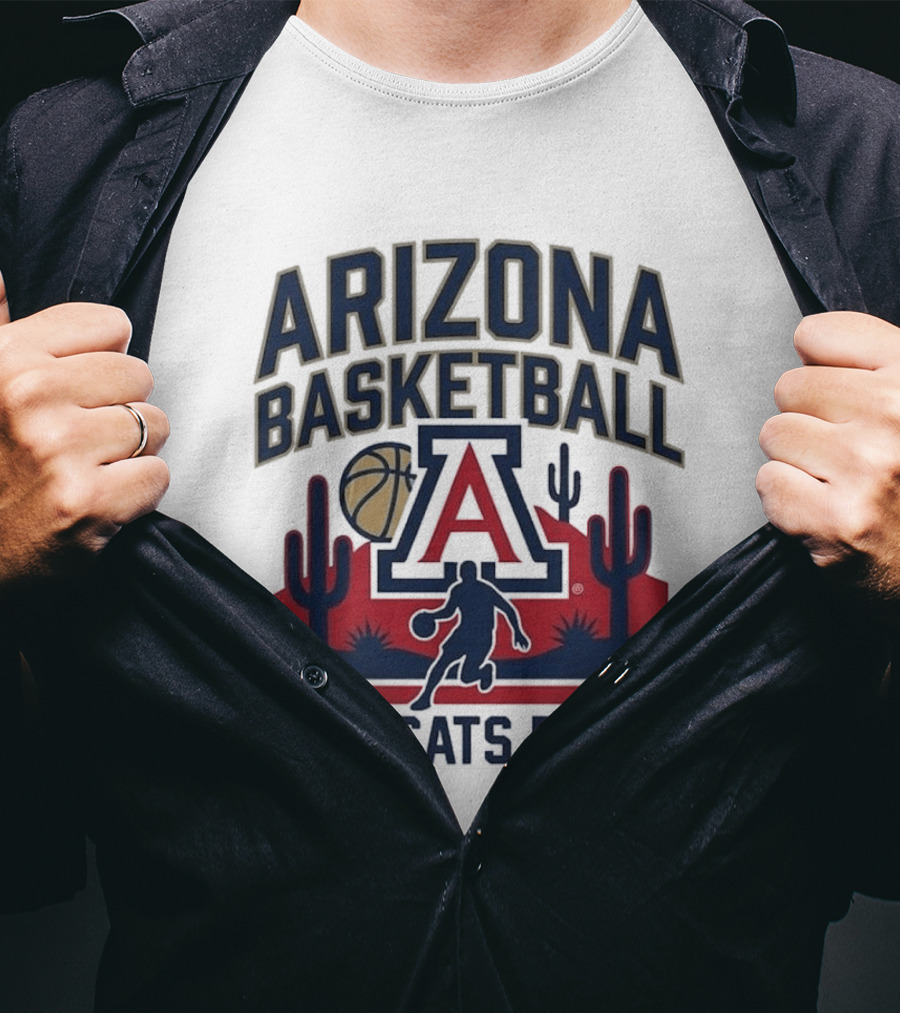 Arizona Wildcats Basketball Pride Cactus And Player T-Shirt