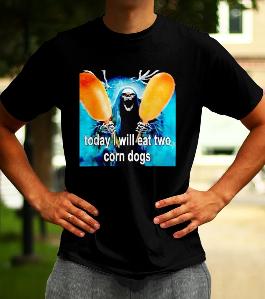 Grim Reaper Eating Two Corn Dogs Paranormal Humor Today I Will Eat T-Shirt