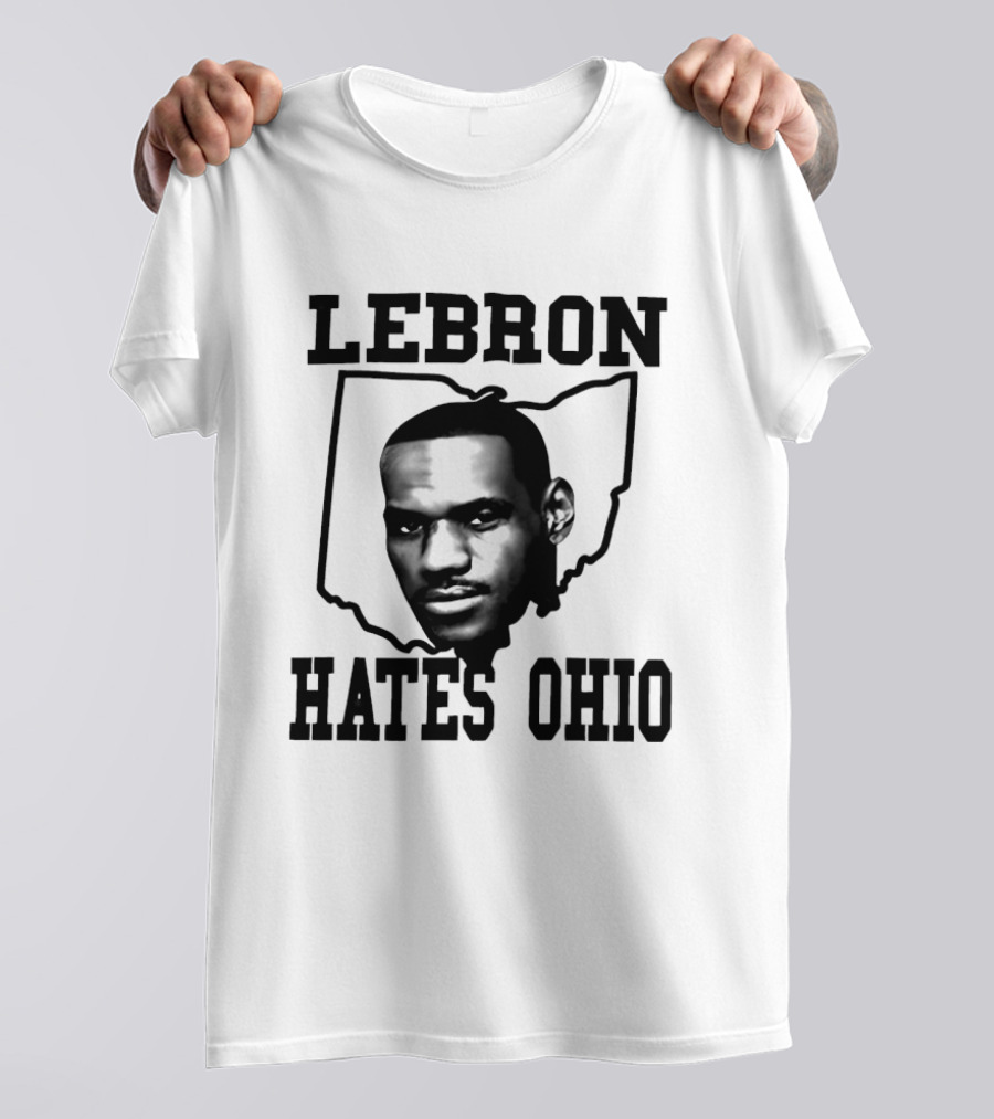 Lebron Hates Ohio Outline With Face T-Shirt