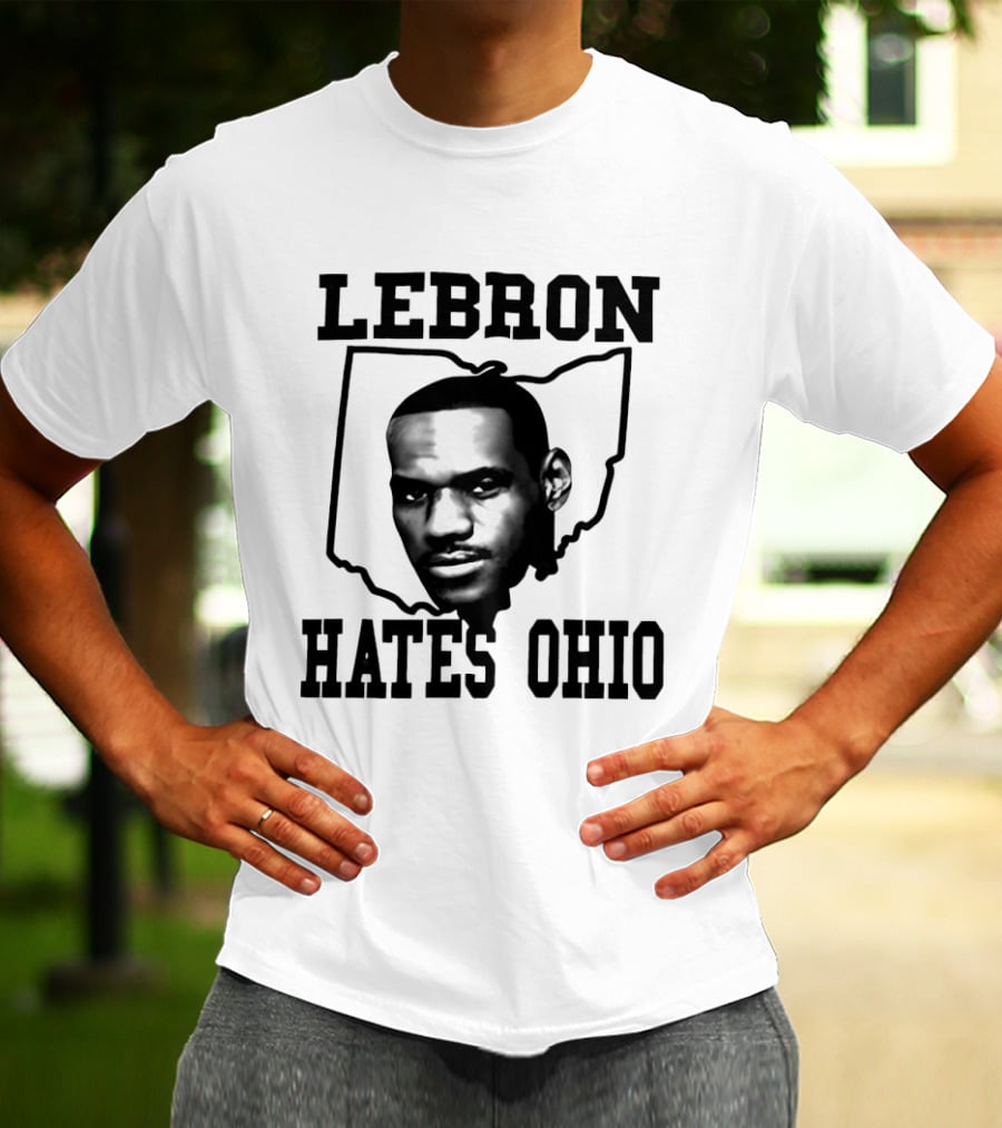 Lebron Hates Ohio Outline With Face T-Shirt