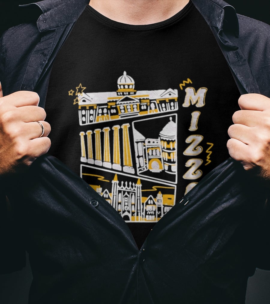 Mizzou University Of Missouri Iconic Columns Campus Architecture Sketch T-Shirt
