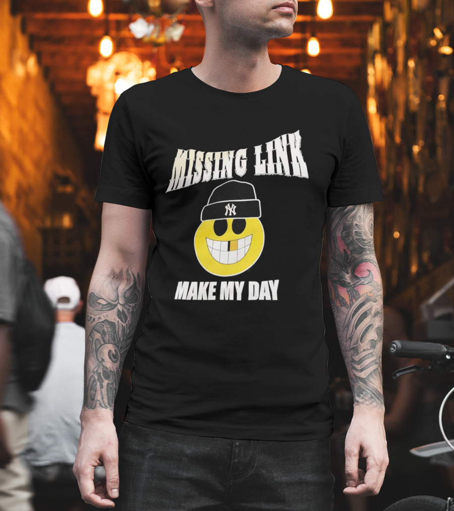 New York Yankees Missing Link Make My Day Smiley Face T-Shirt