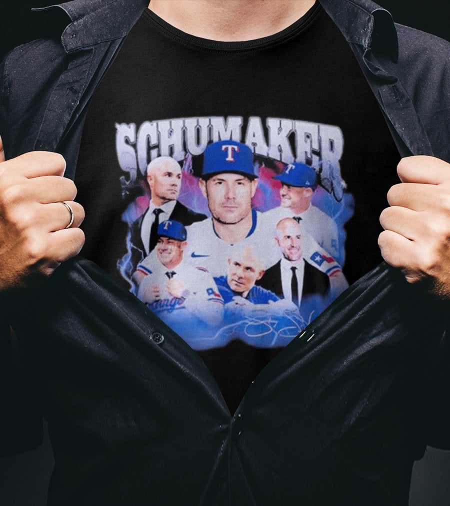 Rangers Schumaker Montage Baseball T-Shirt