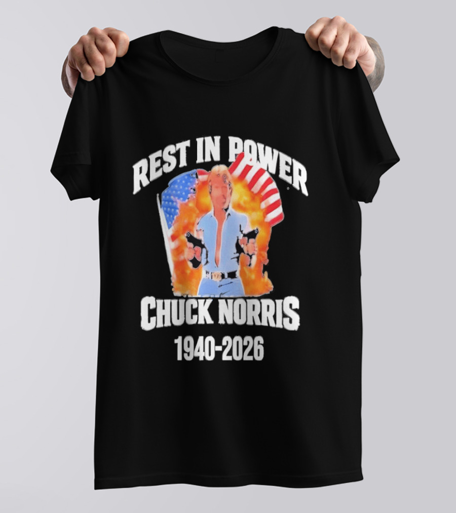 Rest In Power Chuck Norris 1940 2026 American Flag T-Shirt