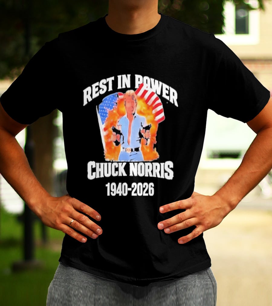 Rest In Power Chuck Norris 1940 2026 American Flag T-Shirt