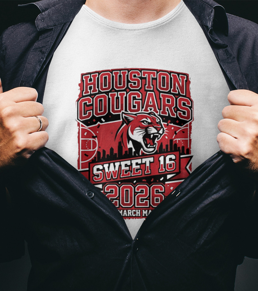 Houston Cougars 2026 NCAA Sweet 16 March Madness City Skyline T-Shirt