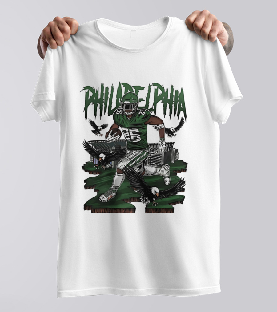 Philadelphia Eagles Running Back With Eagles T-Shirt