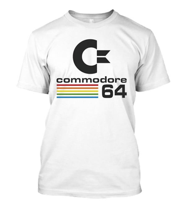 Commodore 64 Retro Computer Logo With Rainbow Stripes T-Shirt