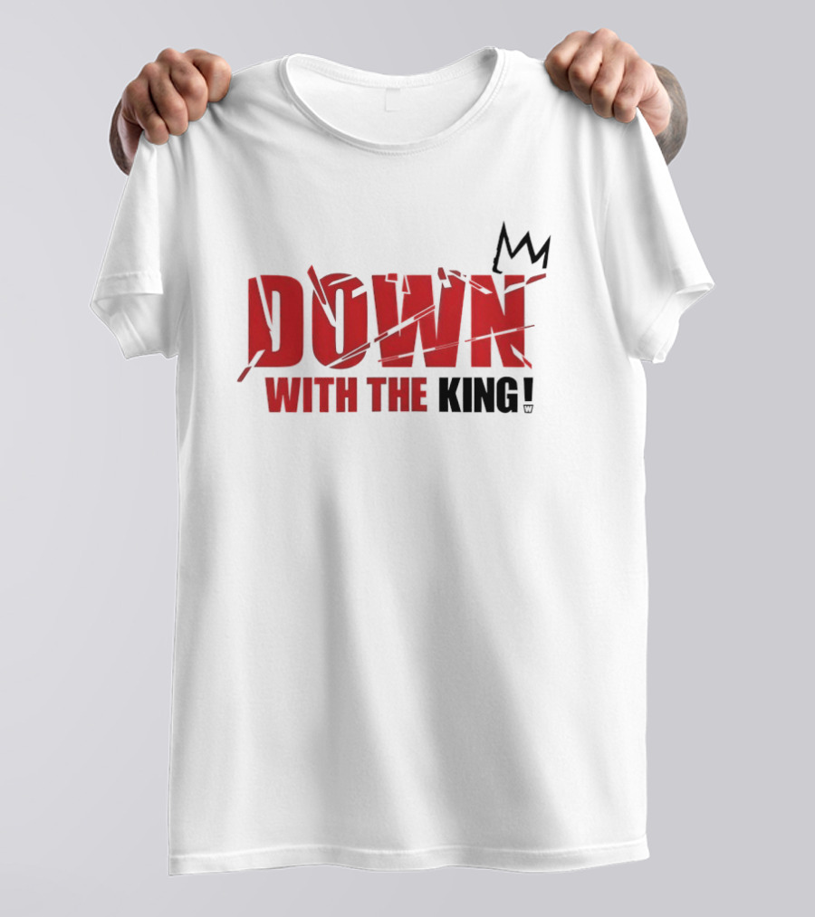 Down With The King Bold Red Text And Stylized Crown T-Shirt
