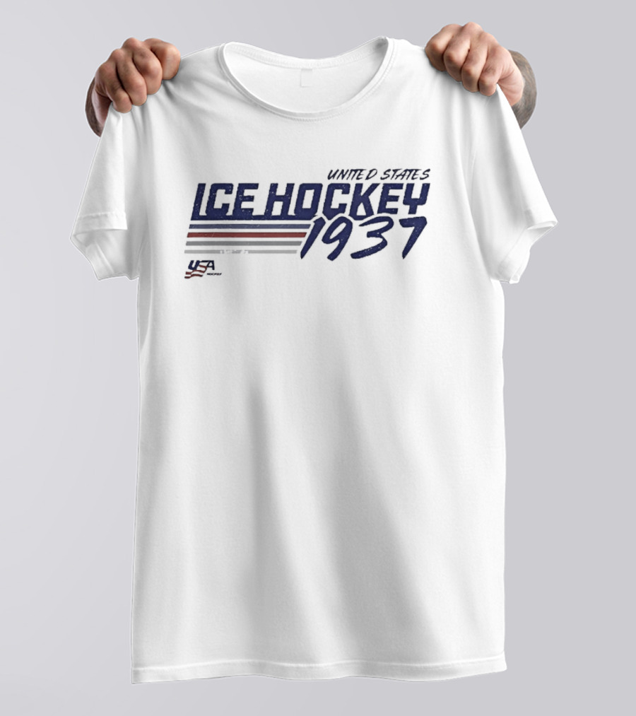 United States Ice Hockey 1937 USA Stripes T-Shirt