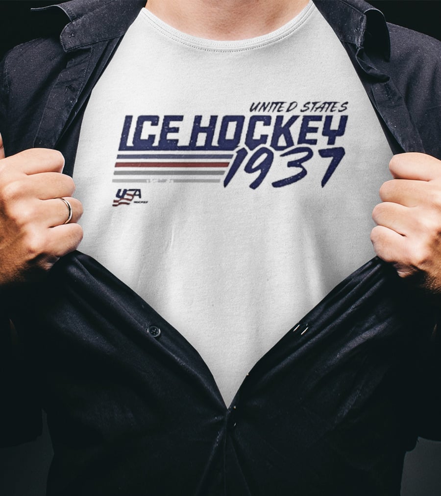 United States Ice Hockey 1937 USA Stripes T-Shirt