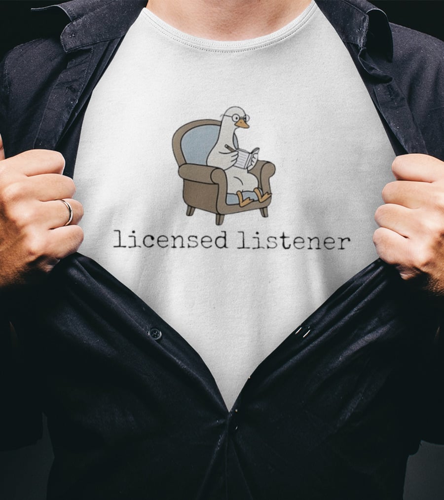 Goose Reading Book On Sofa Licensed Listener T-Shirt