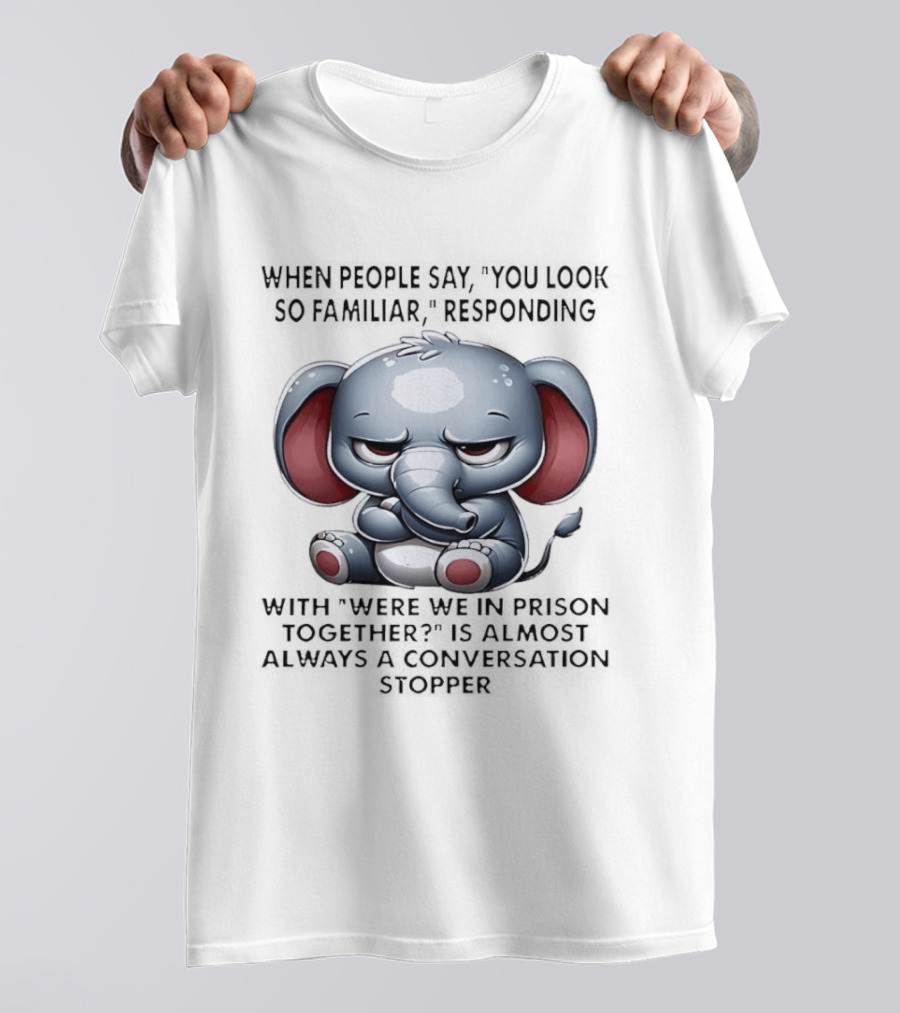 Grumpy Elephant Humor Were We In Prison Together Familiarity Response T-Shirt