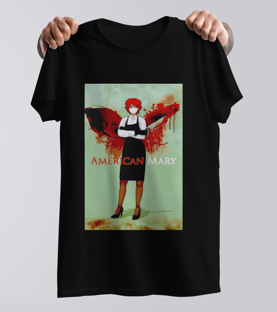American Mary Mason Bloody Horror Art With Mask And Knife T-Shirt