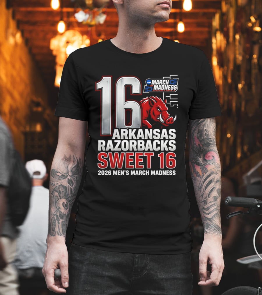 Arkansas Razorbacks Sweet 16 2026 Men's March Madness Tournament T-Shirt