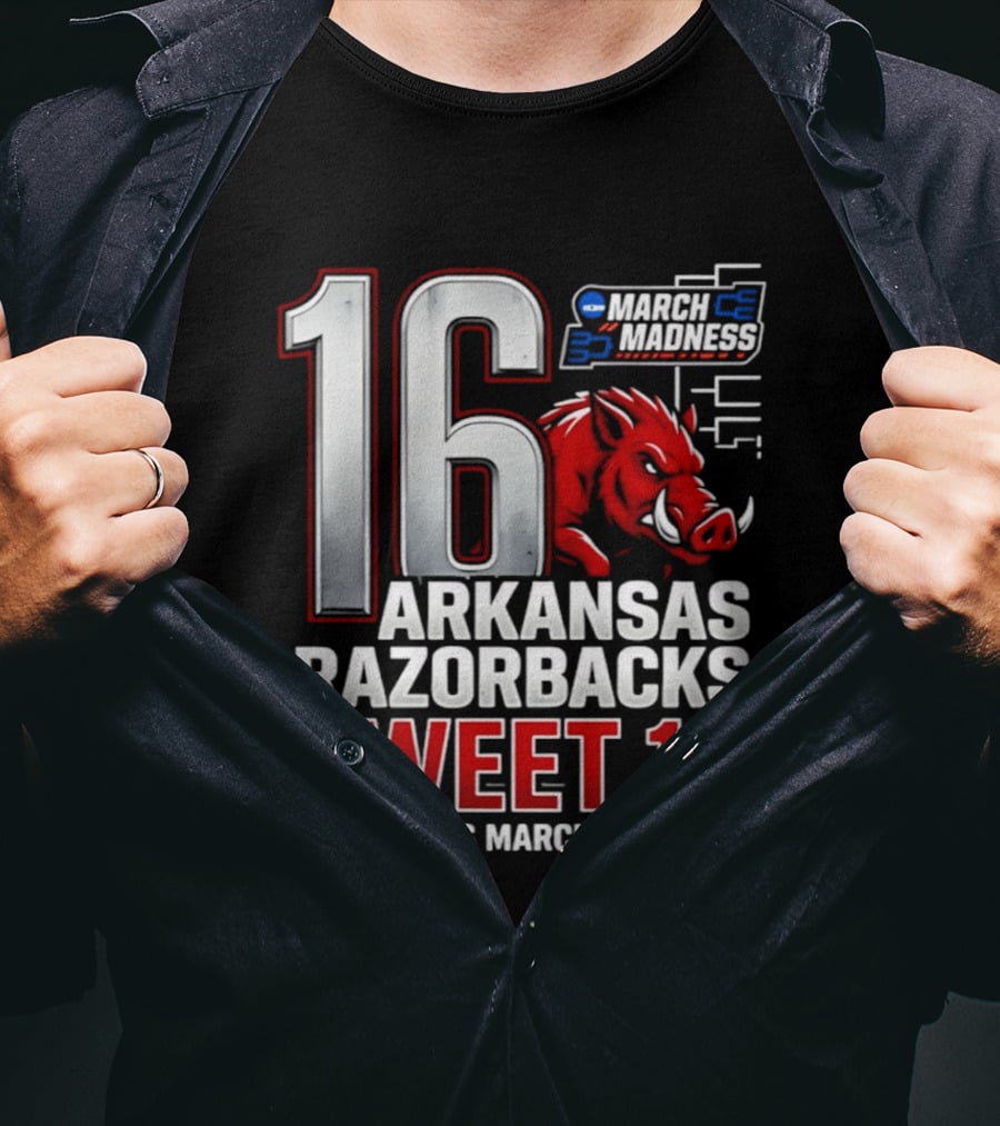 Arkansas Razorbacks Sweet 16 2026 Men's March Madness Tournament T-Shirt