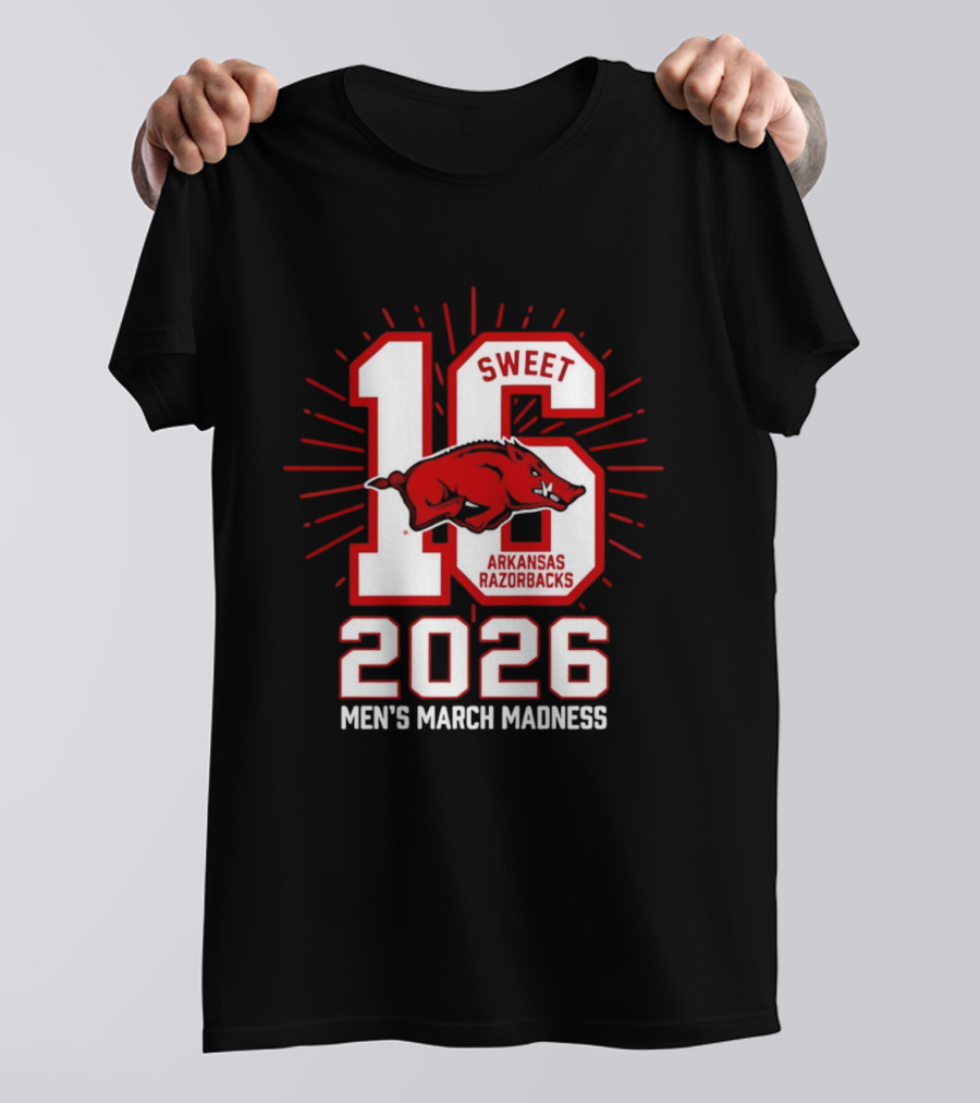Arkansas Razorbacks Sweet 16 2026 Men's March Madness T-Shirt