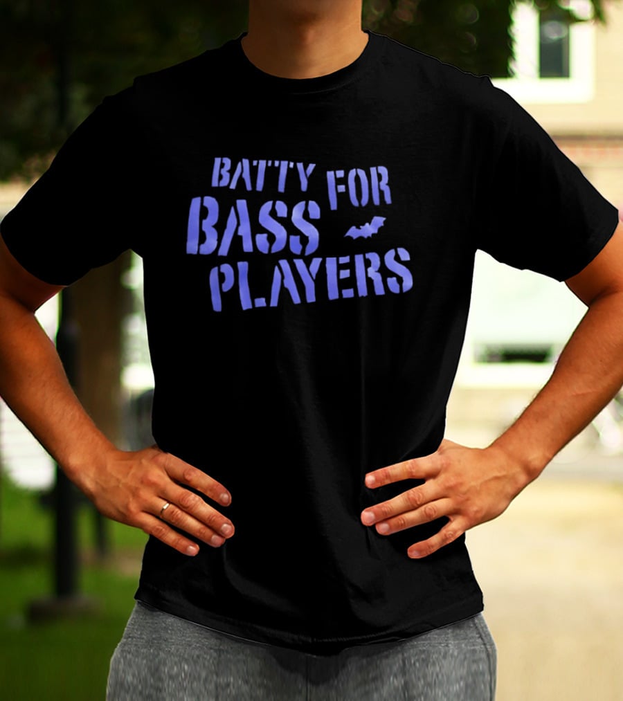 Batty For Bass Players Bat Icon Halloween T-Shirt