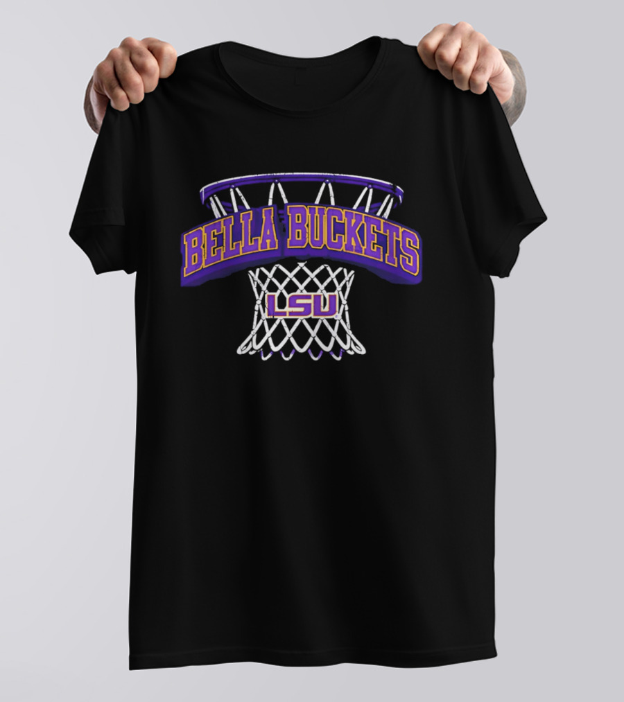 Bella Hines LSU Tigers Bella Buckets Basketball Net T-Shirt