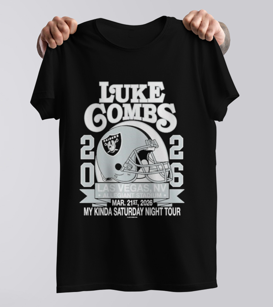 Luke Combs 2026 Las Vegas NV Allegiant Stadium Mar 21 My Kinda Saturday Night Tour NFL Helmet T-Shirt