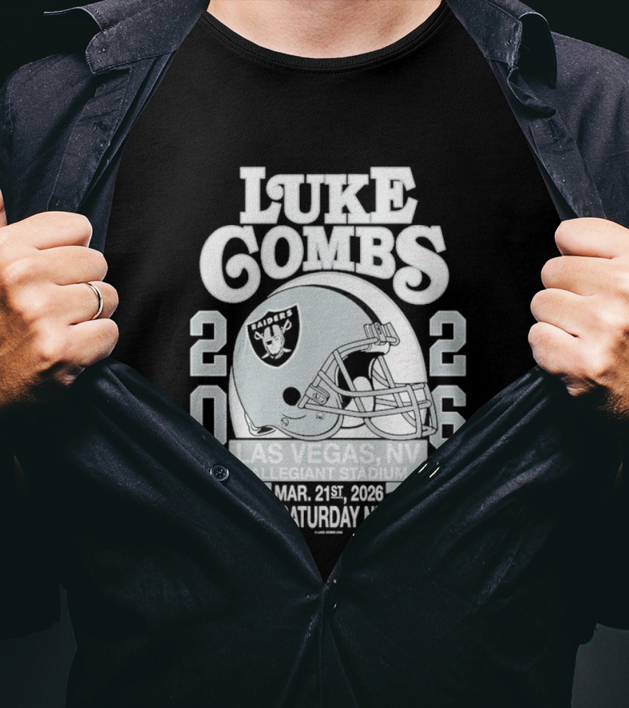 Luke Combs 2026 Las Vegas NV Allegiant Stadium Mar 21 My Kinda Saturday Night Tour NFL Helmet T-Shirt