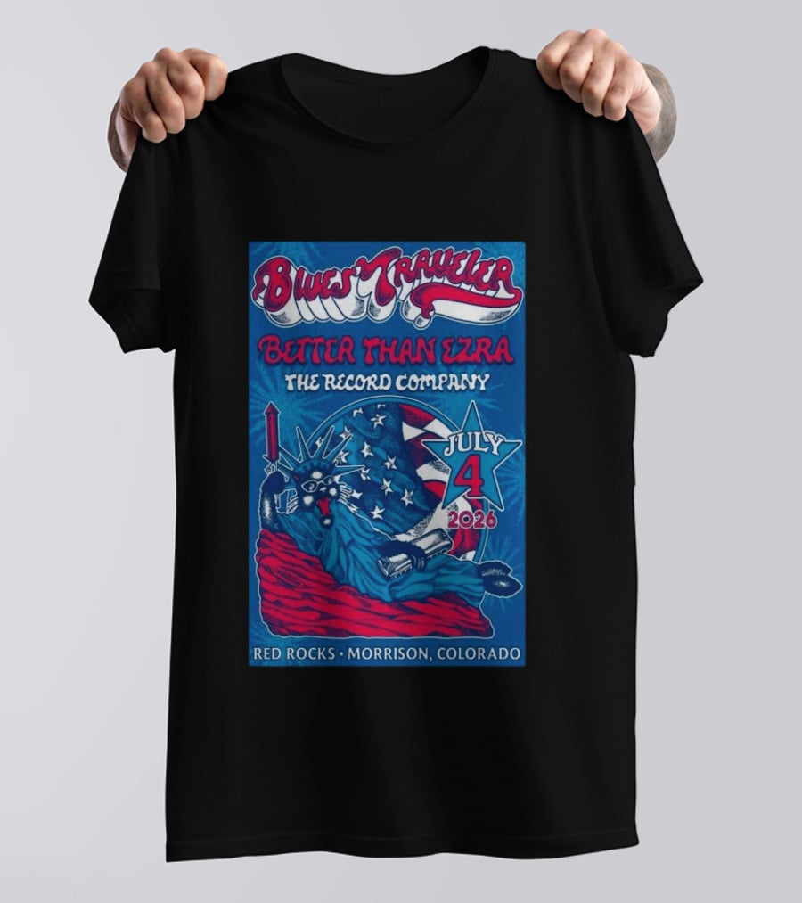 Blues Traveler Better Than Ezra The Record Company July 4 2026 Red Rocks Morrison Colorado T-Shirt