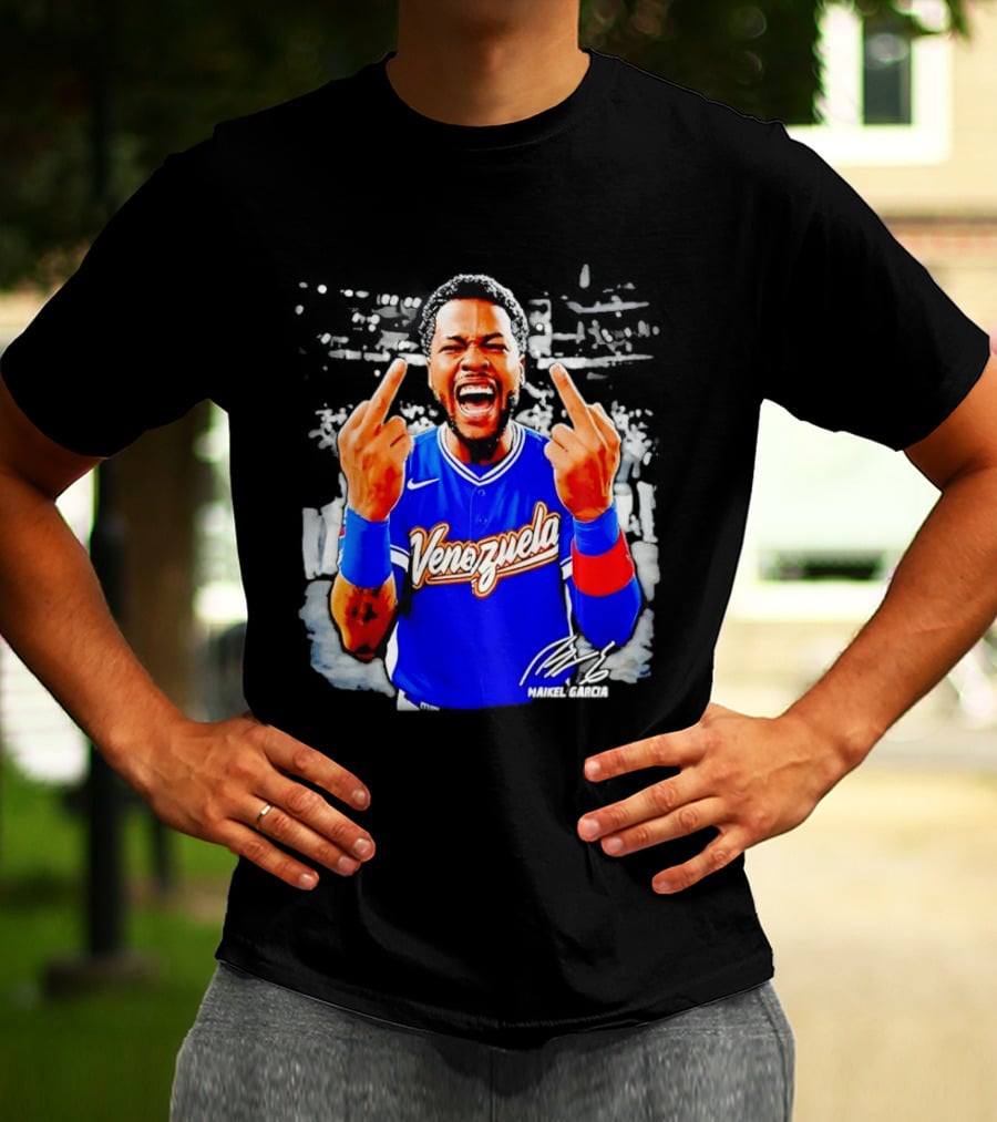 Maikel Garcia Venezuela 2026 MVP Middle Finger Baseball Team T-Shirt