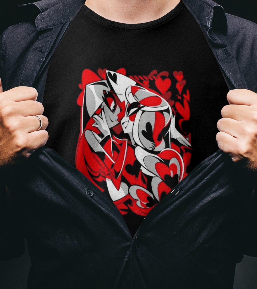 Charlie Morningstar Vaggie Hazbin Hotel Hearts T-Shirt
