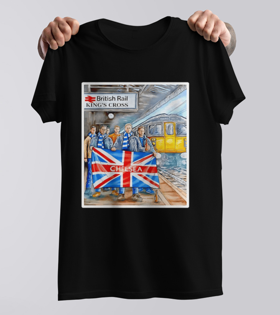 British Rail King's Cross Chelsea Flag Football Fans T-Shirt