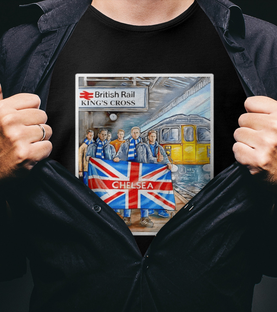 British Rail King's Cross Chelsea Flag Football Fans T-Shirt