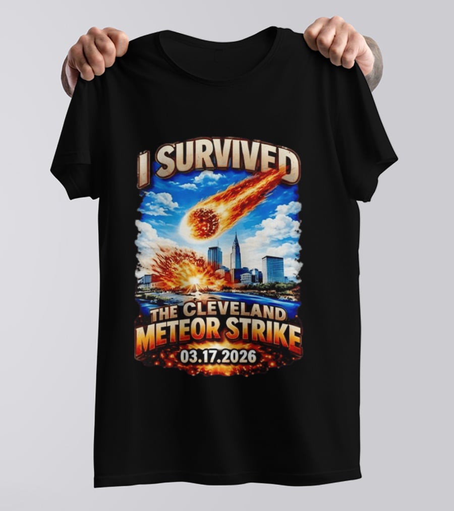 I Survived Cleveland Meteor Strike 03 17 2026 City Skyline Impact Event T-Shirt