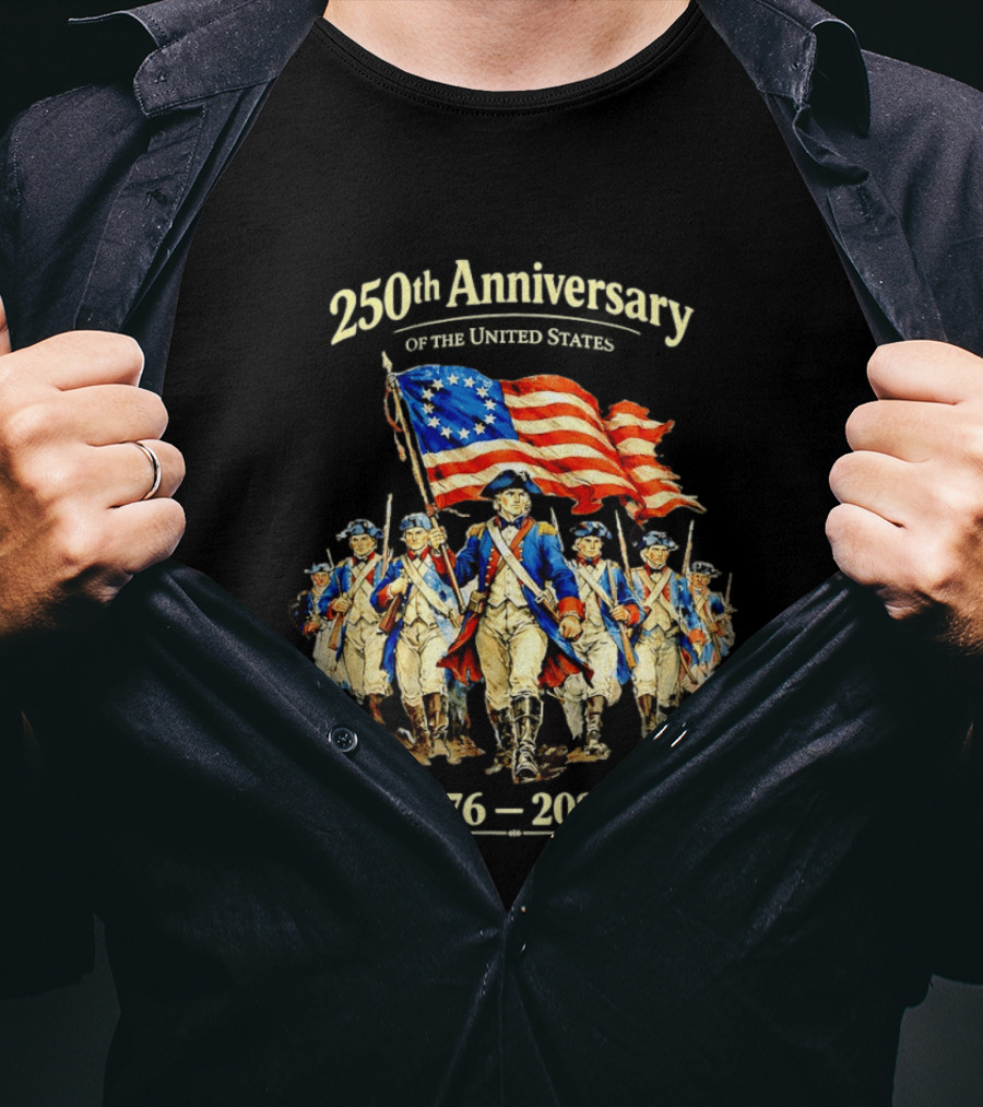 250th Anniversary American Patriots Holding Flag 1776 2026 T-Shirt