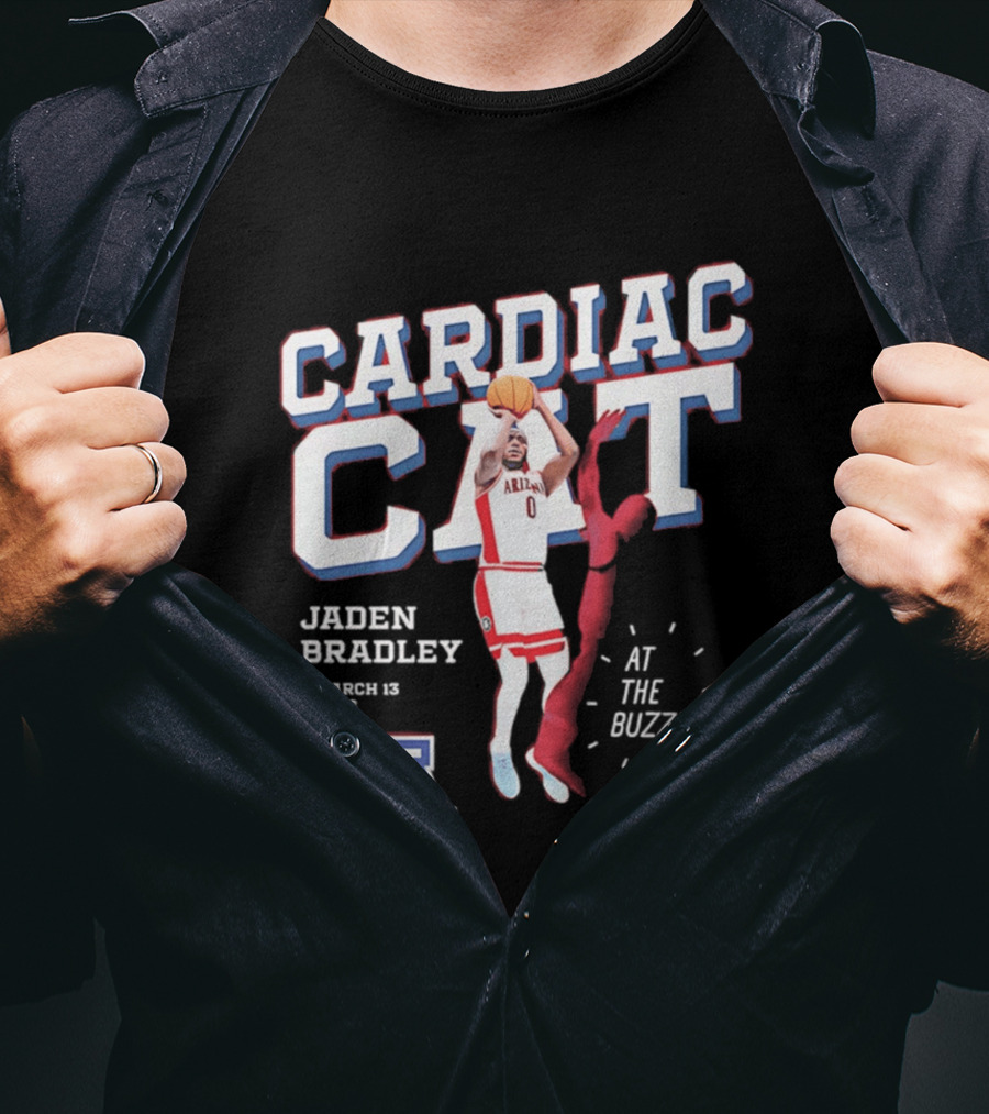 Jaden Bradley Cardiac Cat Arizona Wildcats At The Buzzer T-Shirt